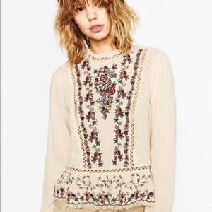 Zara Embroidered Frilled Top